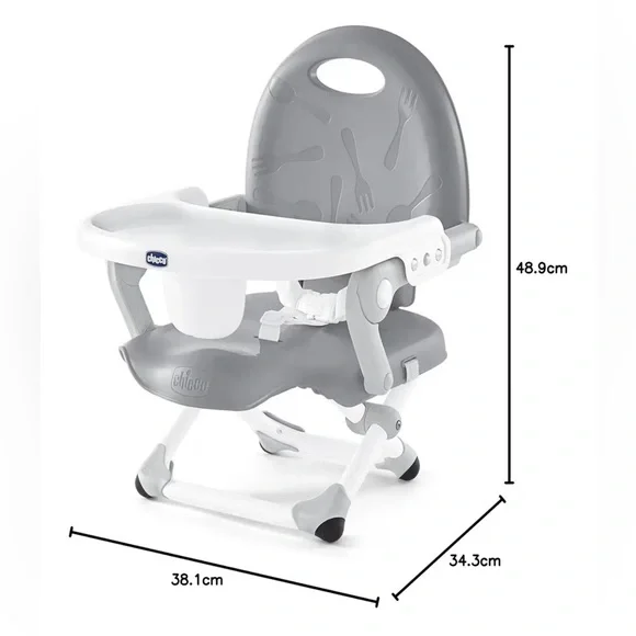 Chicco Portable Booster High Chair - Gray & White - Used once - Picture 2 of 9